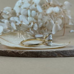 3ct Pear Cut Lab Grown Diamond Engagement Ring | Hidden Halo Two Tone Pavé Bridge Solitaire 14K Gold