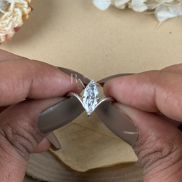 1ct Marquise Lab Grown Diamond Engagement Ring | V Shaped Bypass Solitaire 14K White Gold