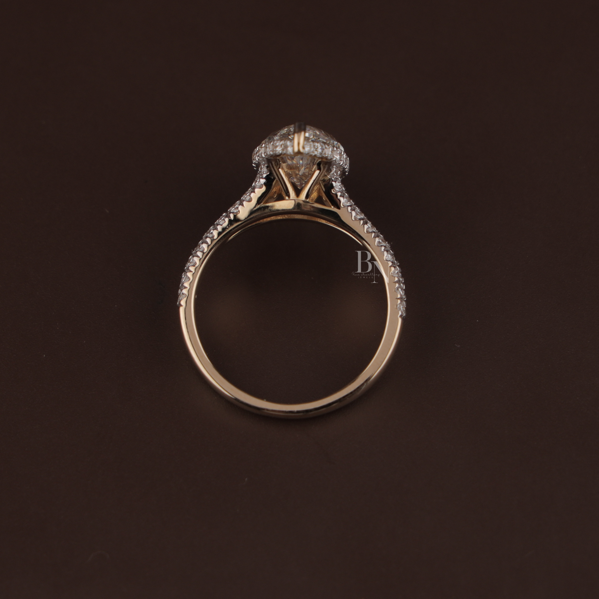 3ct Marquise Lab Grown Diamond Engagement Ring | Hidden Halo Pave Bridal Ring | 14K Yellow Gold Split Shank | IGI Certified | Promise Ring
