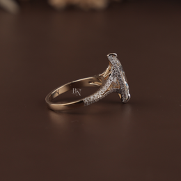 3ct Marquise Lab Grown Diamond Engagement Ring | Hidden Halo Pavé Split Shank 14K Yellow Gold