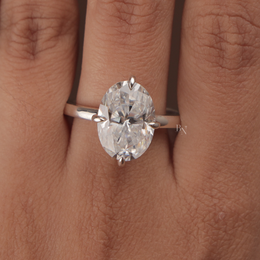 7ct Oval Moissanite Engagement Ring | Crushed Ice Solitaire 14K White Gold