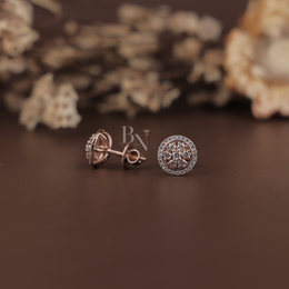 0.45ctw Lab Grown Diamond Halo Stud Earrings | Floral Cluster 14K Rose Gold