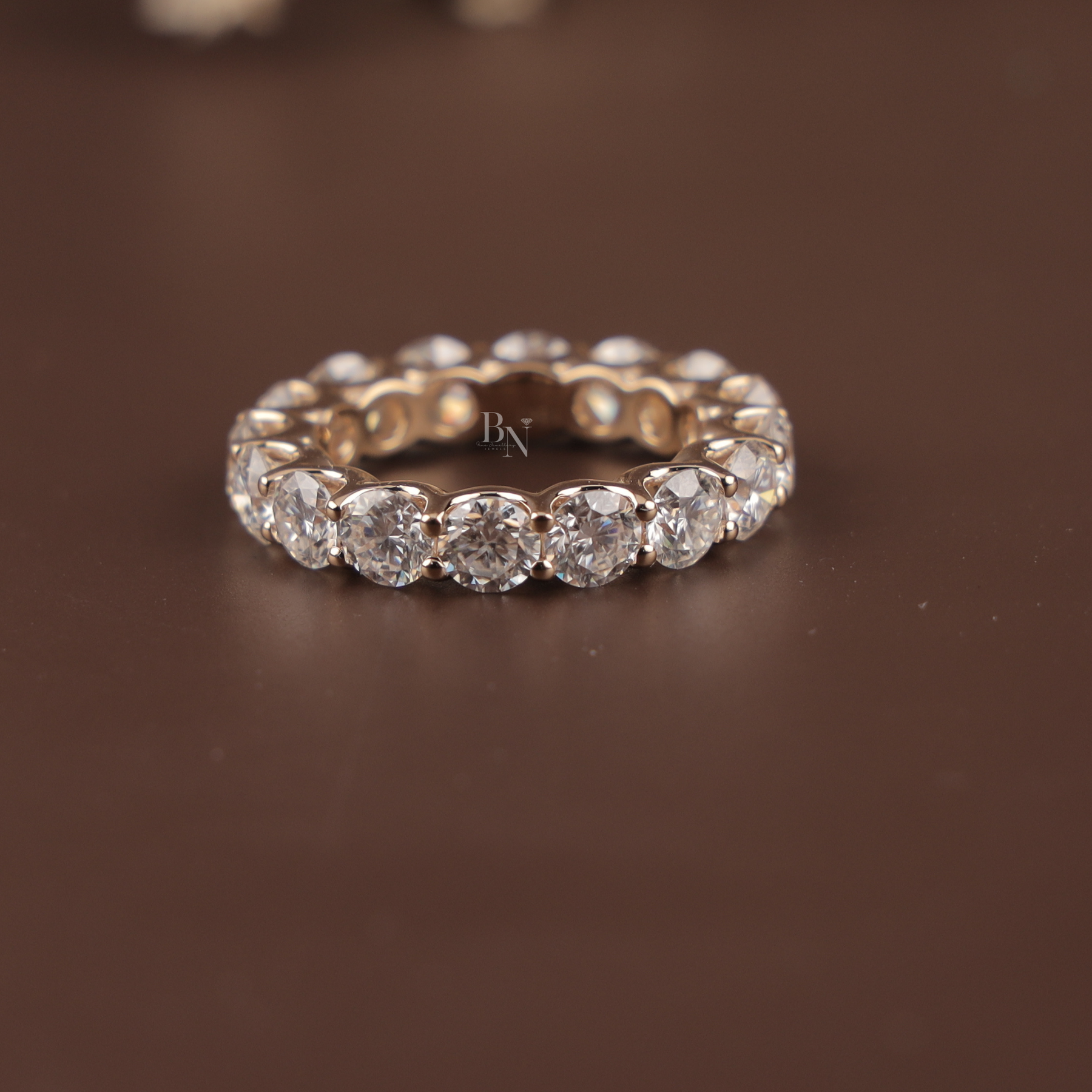 5ct Round Lab Grown Diamond Eternity Band | Shared Prong Full Eternity 14K Gold
