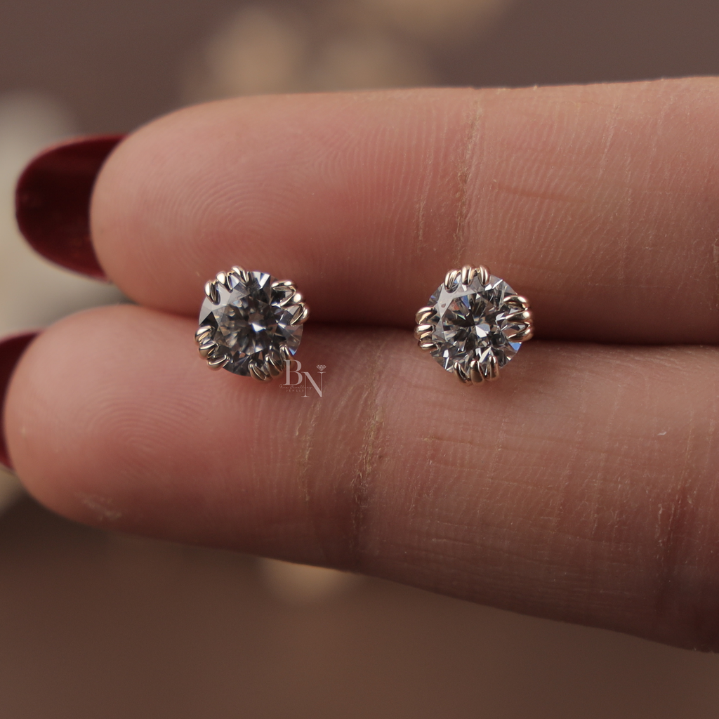 2ctw Round Lab Grown Diamond Stud Earrings | 14K White Gold | 8 Prong Crown Setting | IGI Certified | Type IIa | Luxury Anniversary Gift