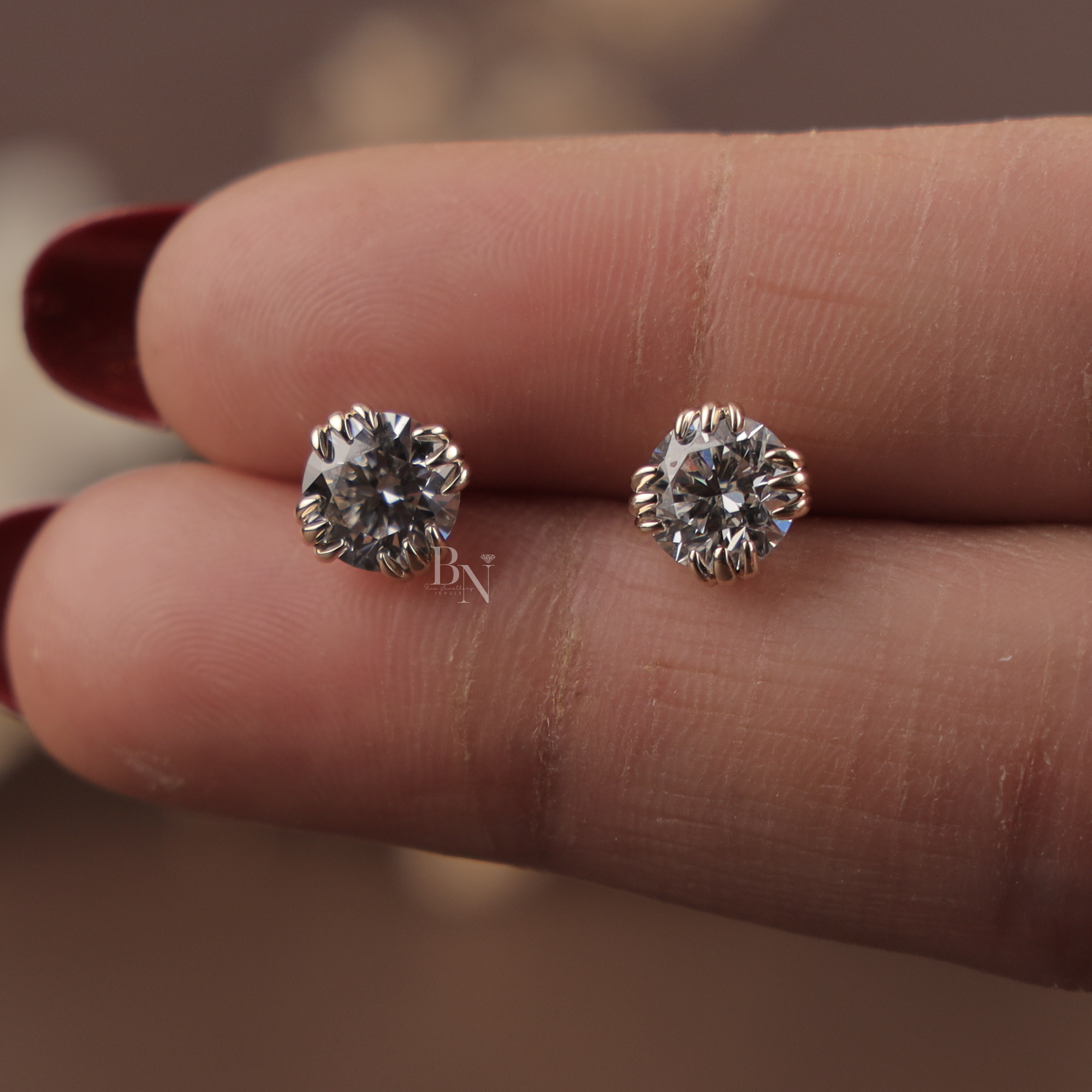 2ctw Round Lab Grown Diamond Stud Earrings | 14K White Gold | 8 Prong Crown Setting | IGI Certified | Type IIa | Luxury Anniversary Gift