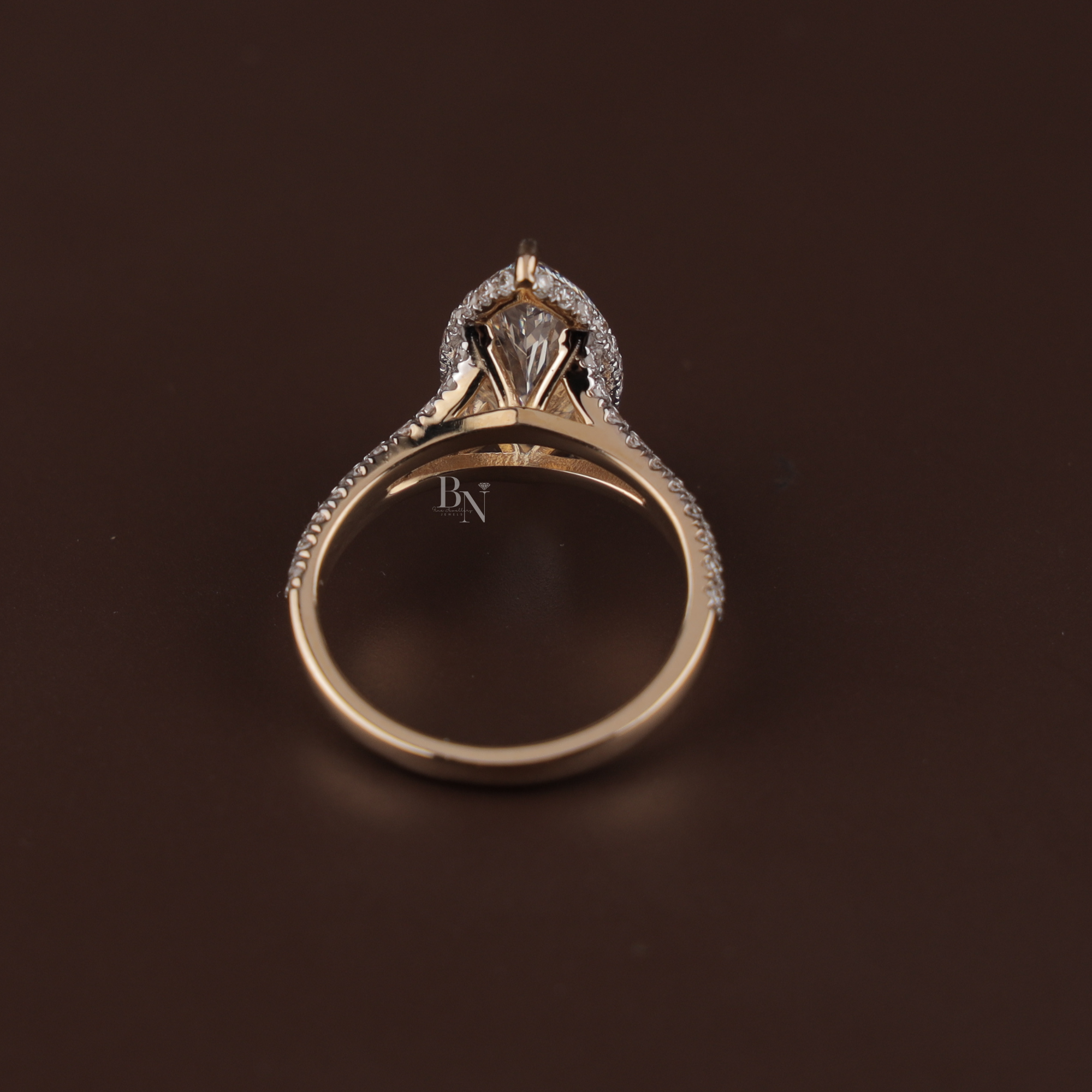 3ct Marquise Lab Grown Diamond Engagement Ring | Hidden Halo Pave Bridal Ring | 14K Yellow Gold Split Shank | IGI Certified | Promise Ring