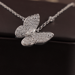 1ct Marquise Lab Grown Diamond Butterfly Necklace | Pavé Diamond Wings Pendant 14K White Gold