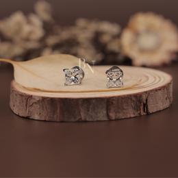 4ct Princess Cut Lab Grown Diamond Stud Earrings | Classic Solitaire 14K Gold