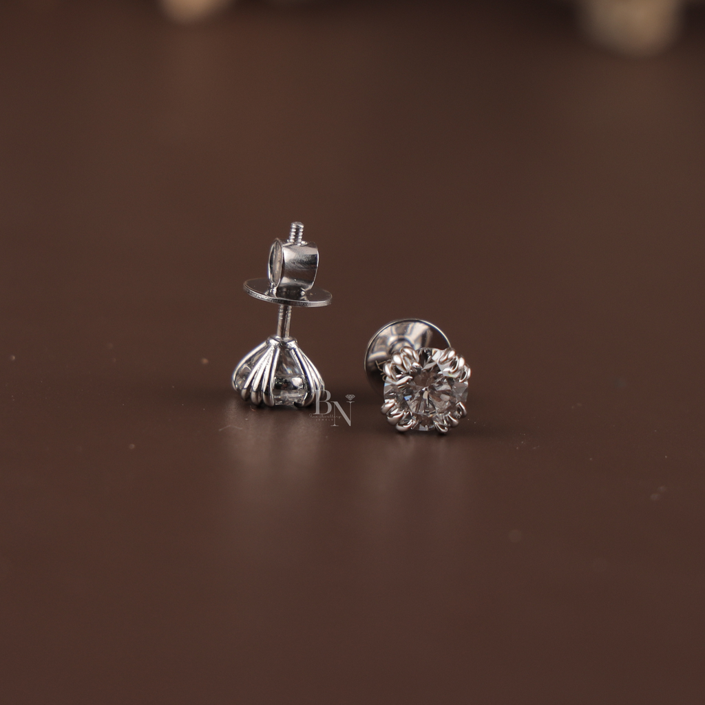 2ctw Round Lab Grown Diamond Stud Earrings | 14K White Gold | 8 Prong Crown Setting | IGI Certified | Type IIa | Luxury Anniversary Gift