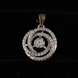 1ct Round Lab Grown Diamond Pendant | Two Tone Gold Spiral Cluster Circle Necklace 14K Gold