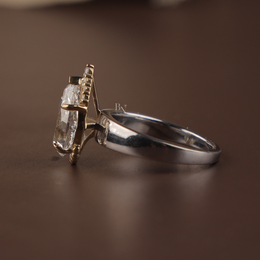 2.5ct Pear Cut Lab Grown Diamond Engagement Ring | Hidden Halo Pavé Band Solitaire 14K White Gold