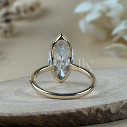4ct Marquise Lab Grown Diamond Engagement Ring | Full Bezel Set Solitaire 14K Yellow Gold