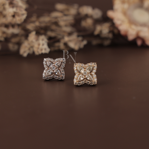 1.75ctw Flower Lab Grown Diamond Stud Earrings | Floral Cluster 14K Gold