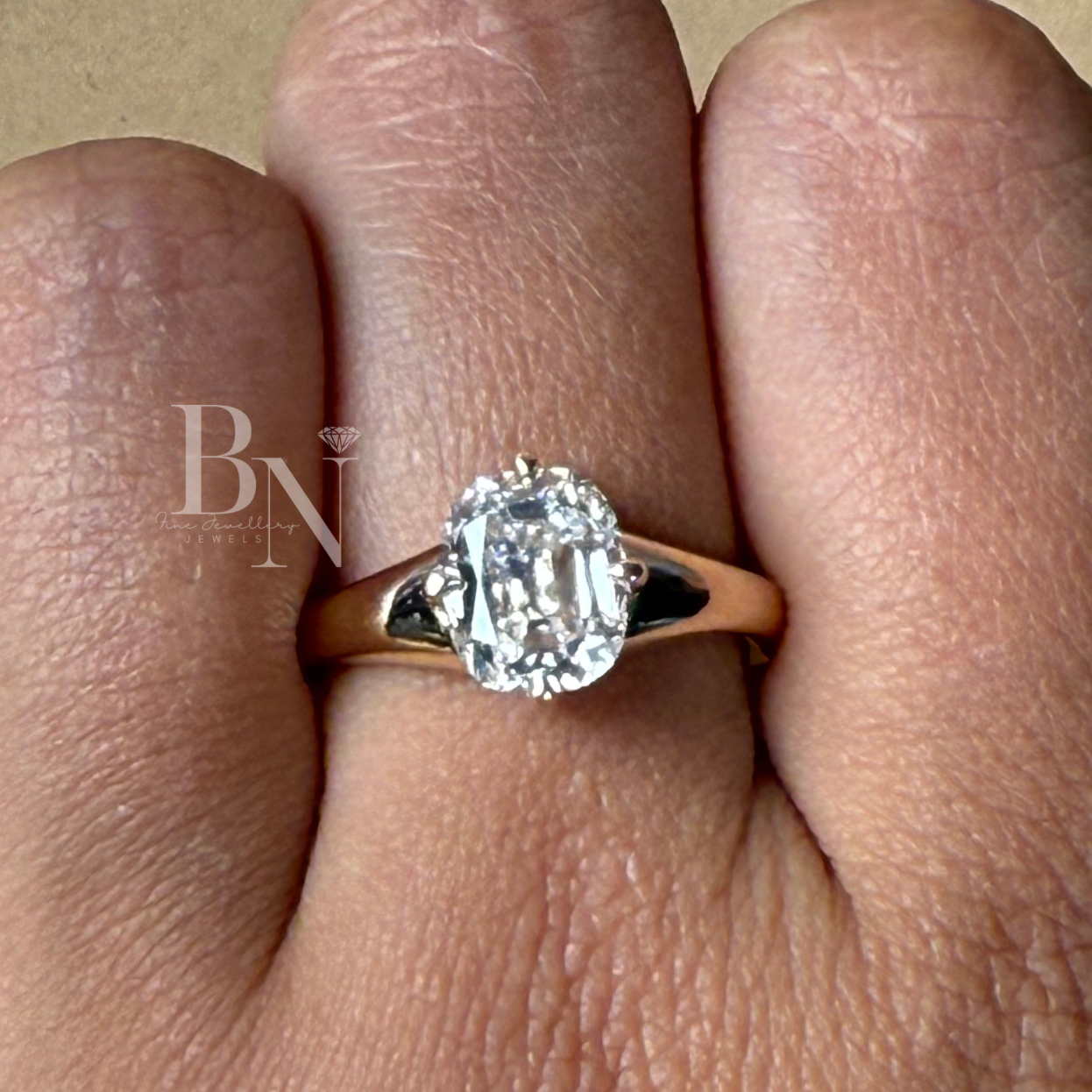2ct Old Mine Cushion Lab Grown Diamond Engagement Ring | Vintage Solitaire 14K Yellow Gold
