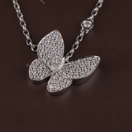 1ct Marquise Lab Grown Diamond Butterfly Necklace | Pavé Diamond Wings Pendant 14K White Gold
