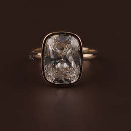 7ct Cushion Lab Grown Diamond Engagement Ring | Modern Bezel Set Solitaire 14K Yellow Gold