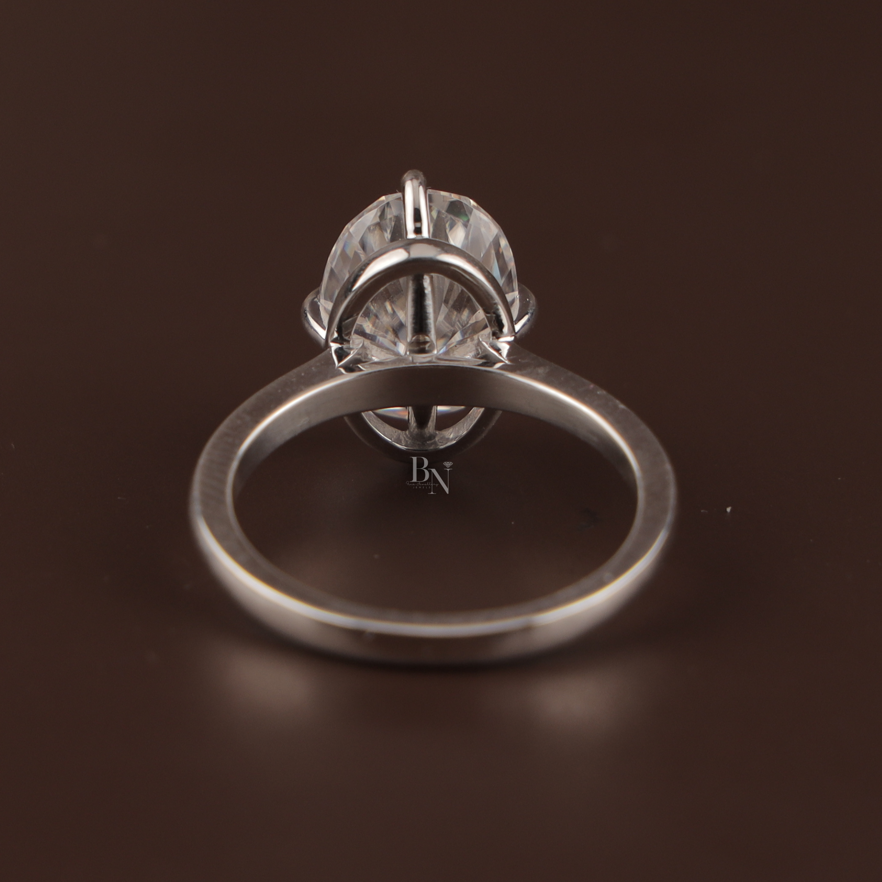7ct Oval Moissanite Engagement Ring | Crushed Ice Solitaire 14K White Gold