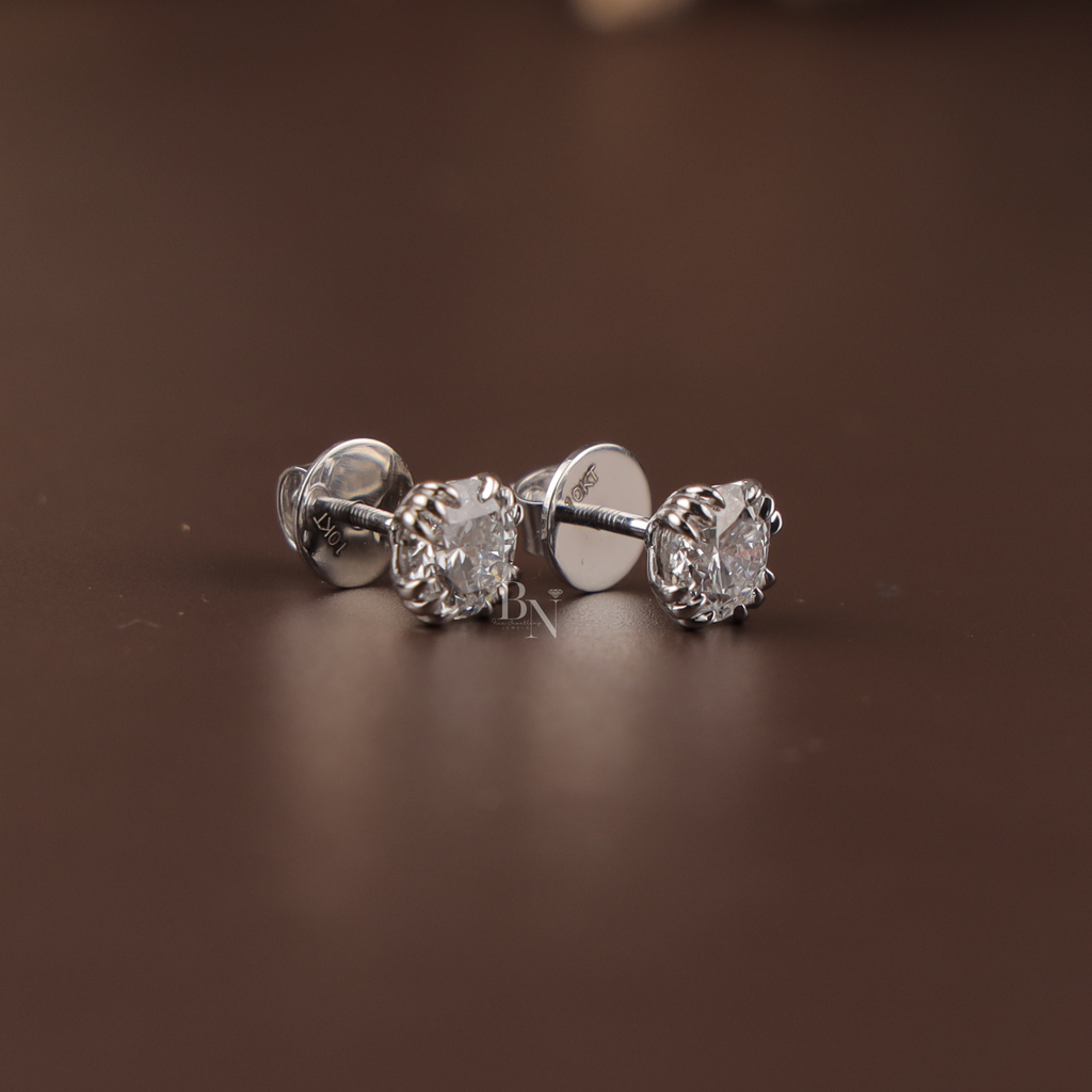 2ctw Round Lab Grown Diamond Stud Earrings | 14K White Gold | 8 Prong Crown Setting | IGI Certified | Type IIa | Luxury Anniversary Gift
