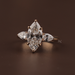 2ct Marquise Lab Grown Diamond Engagement Ring | Hidden Halo Split Shank Pavé Band 14K Yellow Gold