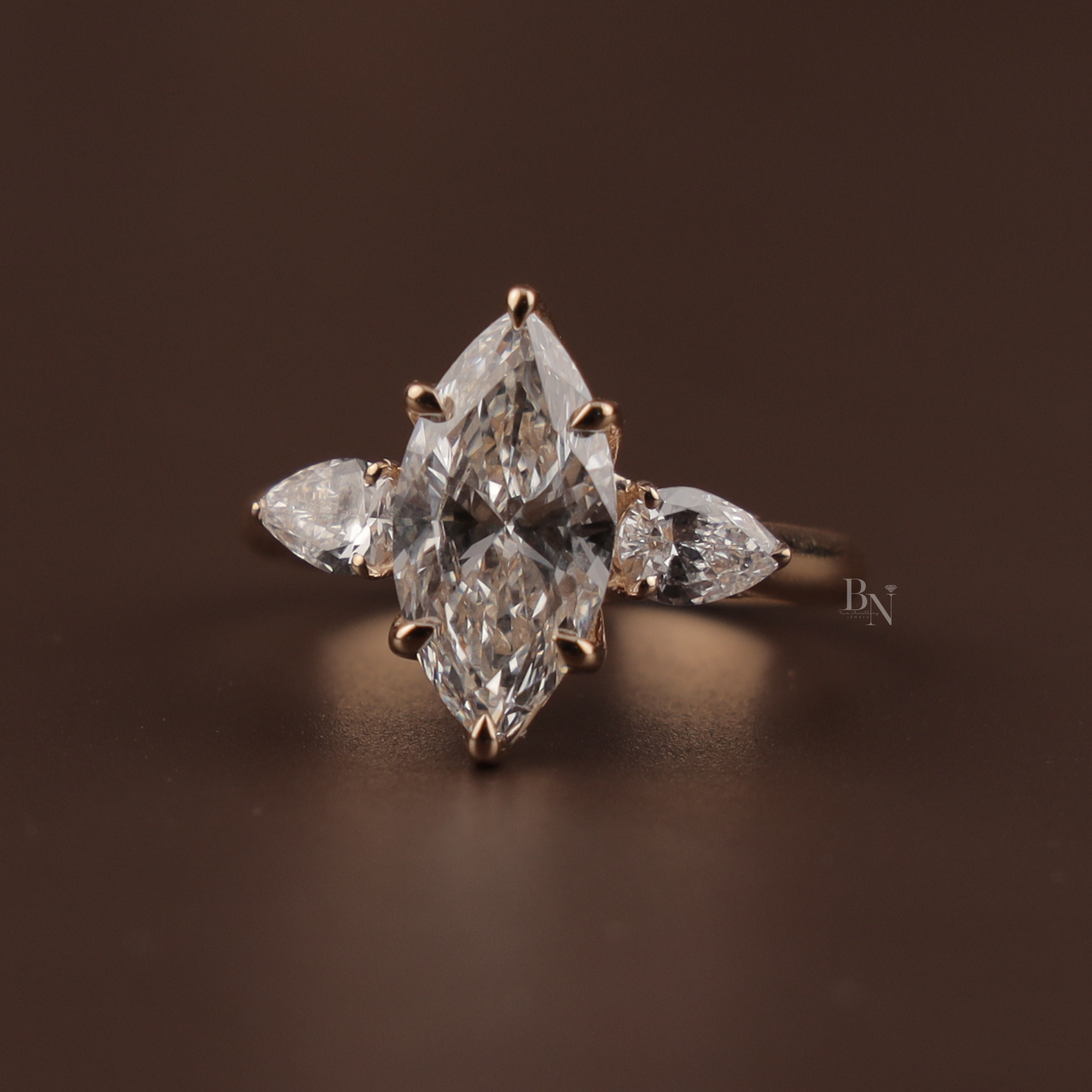 2ct Marquise Lab Grown Diamond Engagement Ring | Hidden Halo Split Shank Pave Band | 14K Yellow Gold Bridal Ring | IGI Certified