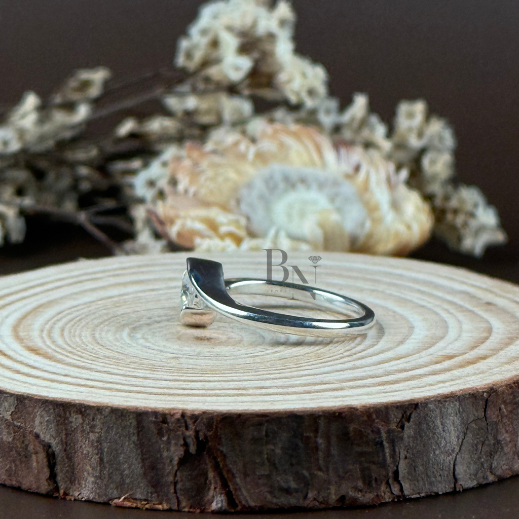 1.00ct Round Lab Grown Diamond Engagement Ring | Bypass Bezel Set Swirl Ring | 14K White Gold Tension Solitaire | IGI Certified Bridal Ring