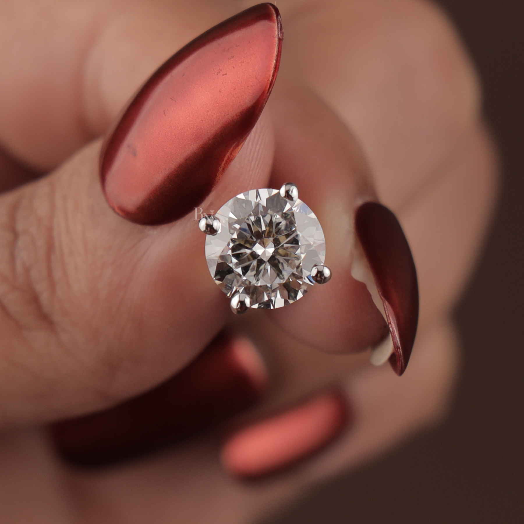 4ctw Round Lab Grown Diamond Stud Earrings | 4 Prong Basket Setting 14K Gold