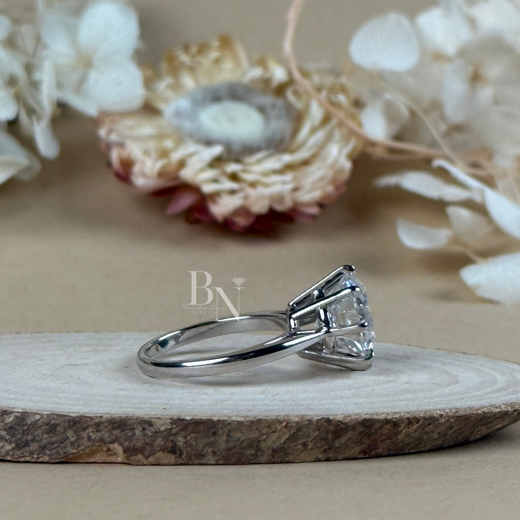 4ct Round Lab Grown Diamond Engagement Ring | Classic Solitaire 14K White Gold