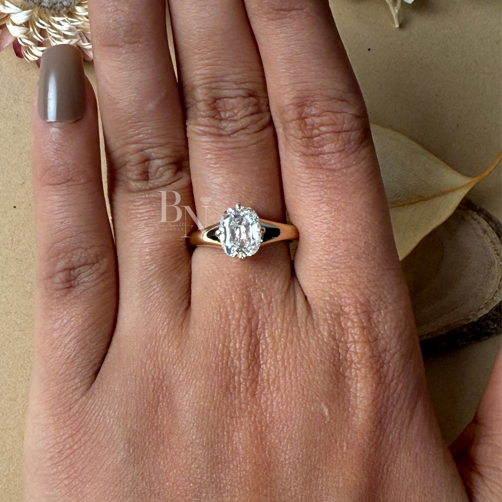 2ct Old Mine Cushion Lab Grown Diamond Engagement Ring | 14K Yellow Gold Vintage Solitaire | Antique Cushion | Type IIa IGI Certified