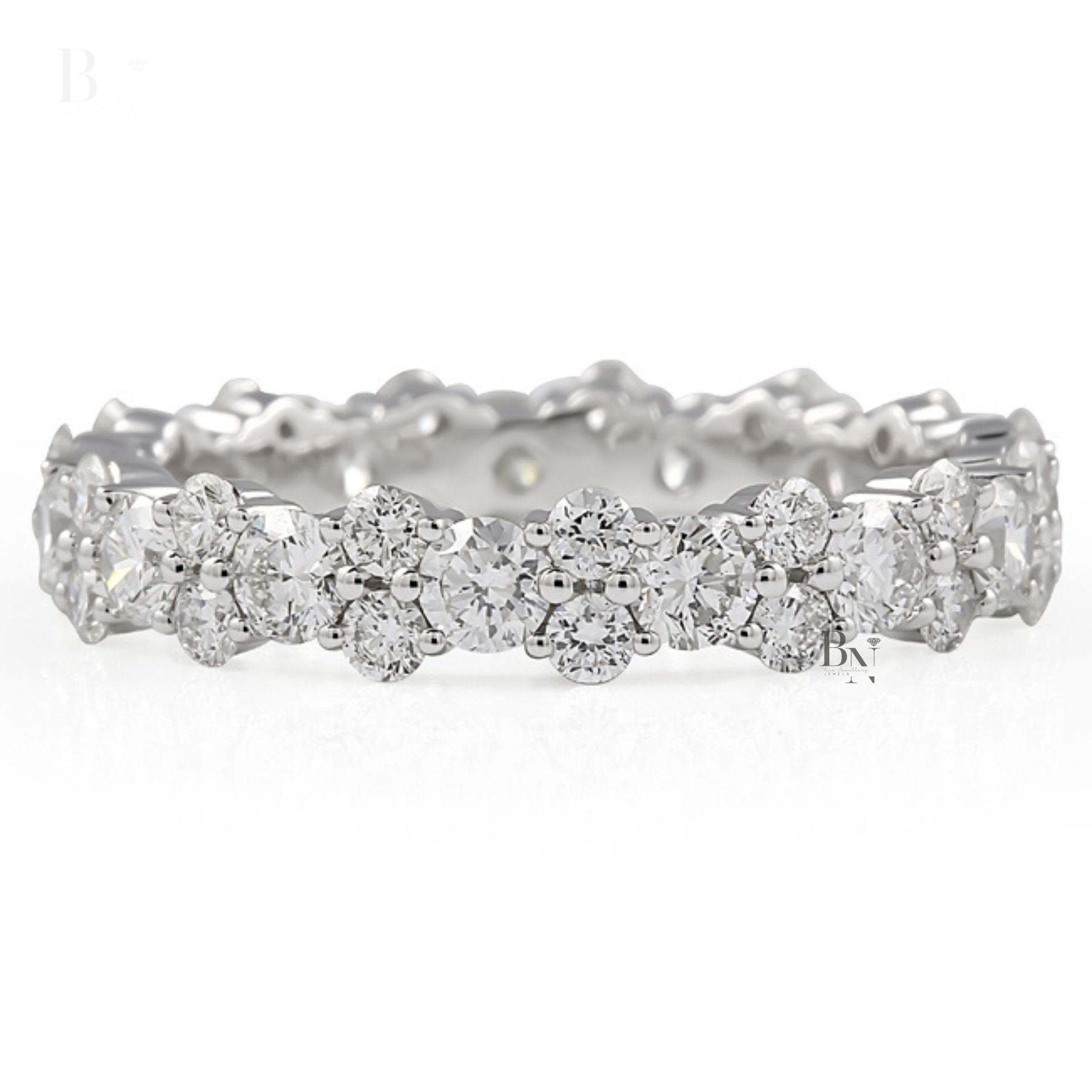 Round Brilliant Cut Lab Diamond Cluster Band, 1.87 CTW Full Eternity Wedding Ring, Solid Gold