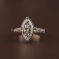 3ct Marquise Lab Grown Diamond Engagement Ring | Hidden Halo Pave Bridal Ring | 14K Yellow Gold Split Shank | IGI Certified | Promise Ring