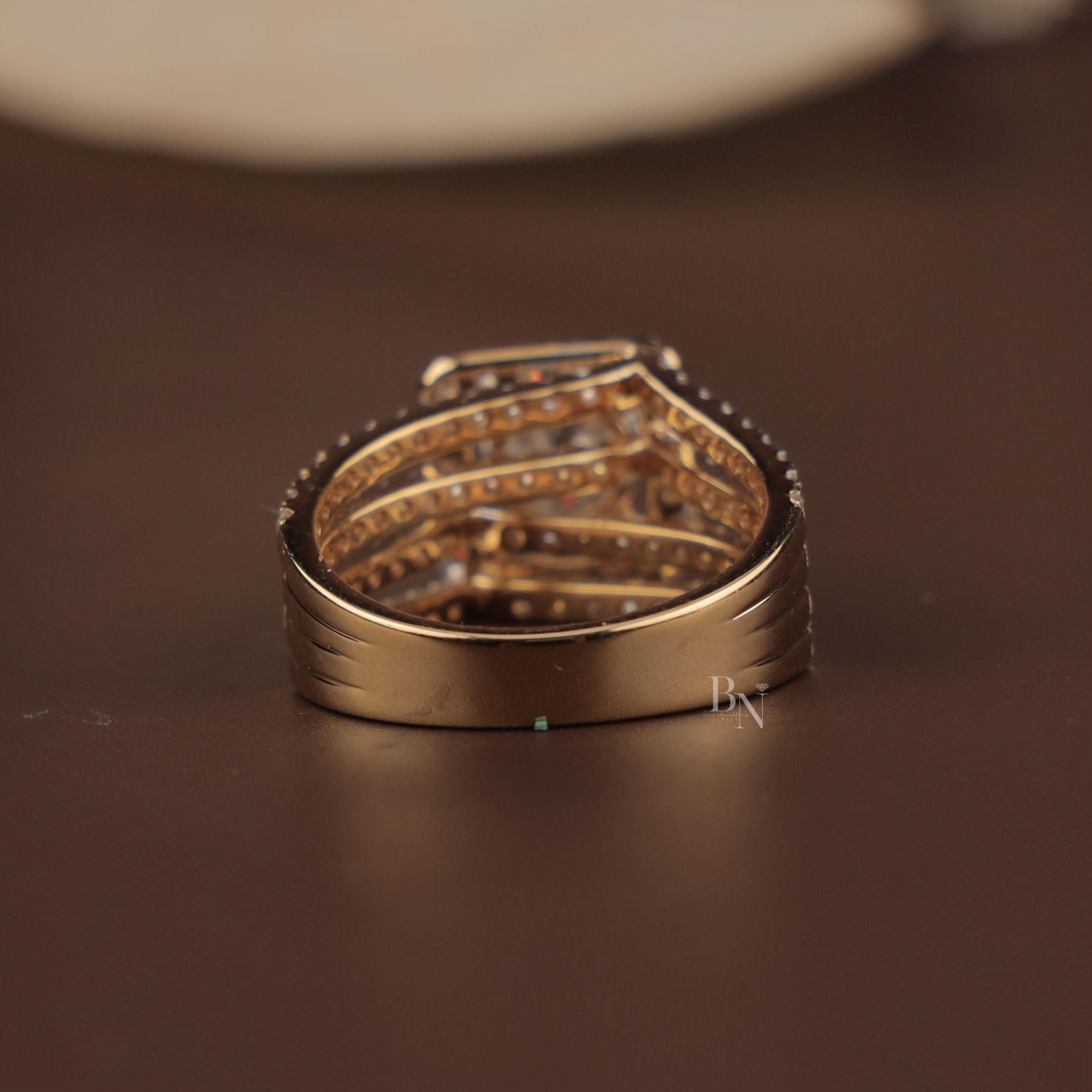 1ct Round Lab Grown Diamond Engagement Ring | Square Halo Triple Pavé Band 14K Yellow Gold