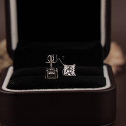 4ct Princess Cut Lab Grown Diamond Stud Earrings | Classic Solitaire 14K Gold