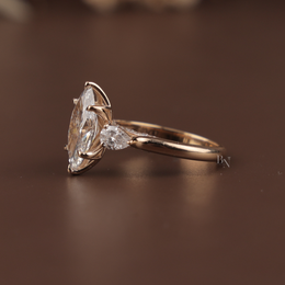 2ct Marquise Lab Grown Diamond Engagement Ring | Hidden Halo Split Shank Pavé Band 14K Yellow Gold