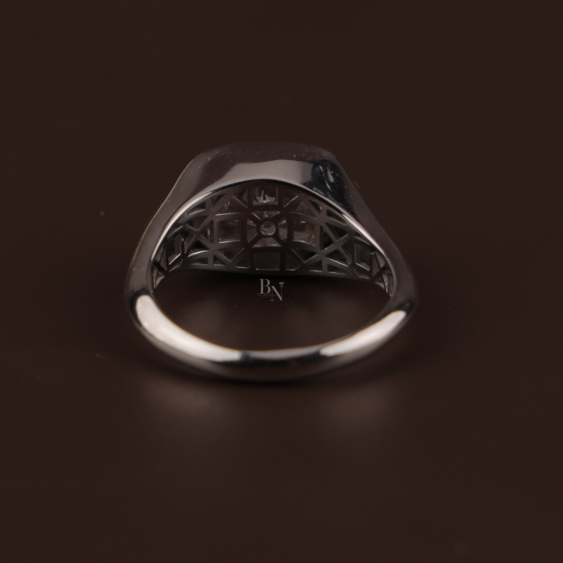 3ct Cushion Lab Grown Diamond Engagement Ring | Modern Bezel Set Pavé Band 14K White Gold