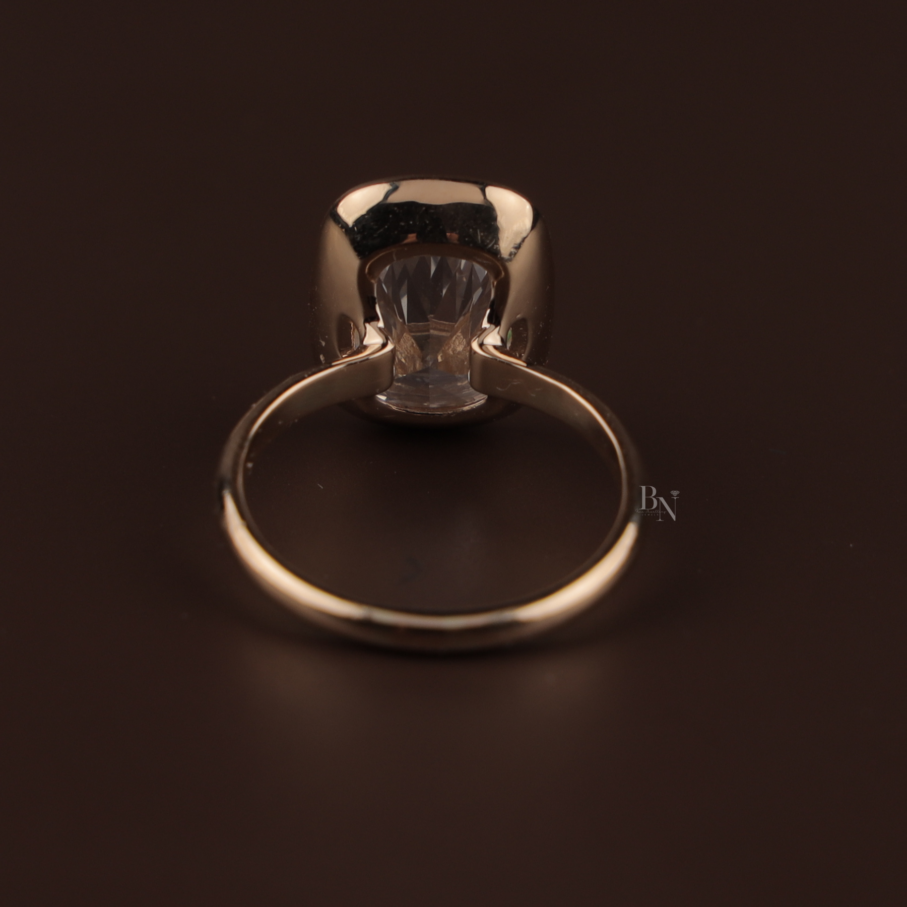7ct Cushion Lab Grown Diamond Engagement Ring | Modern Bezel Set Solitaire 14K Yellow Gold