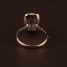 7ct Cushion Lab Grown Diamond Engagement Ring | Modern Bezel Set Solitaire 14K Yellow Gold
