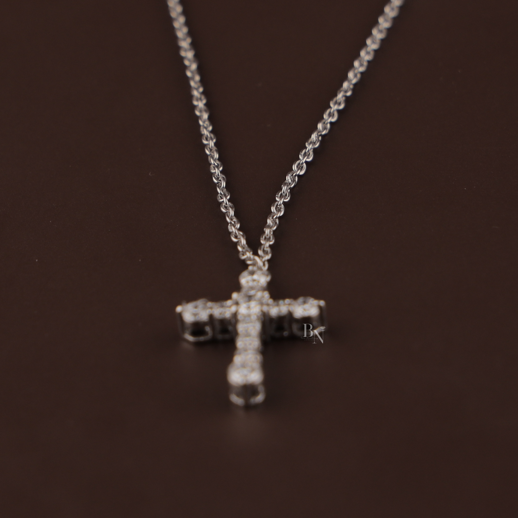 2ctw Round Lab Grown Diamond Cross Necklace | Double Cross Pendant 14K Yellow Gold