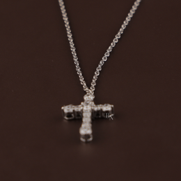 2ctw Round Lab Grown Diamond Cross Necklace | Double Cross Pendant 14K Yellow Gold