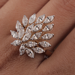 2ctw Marquise Lab Grown Diamond Statement Ring | Sunburst Cluster Band 14K Yellow Gold