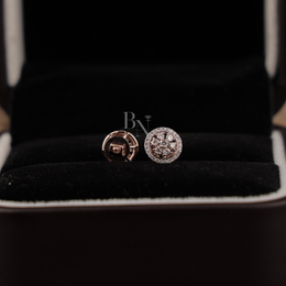 0.45ctw Lab Grown Diamond Halo Stud Earrings | Floral Cluster 14K Rose Gold