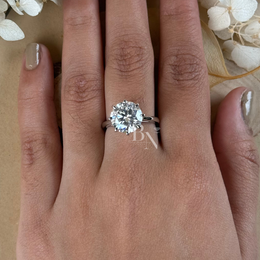 4ct Round Lab Grown Diamond Engagement Ring | Classic Solitaire 14K White Gold