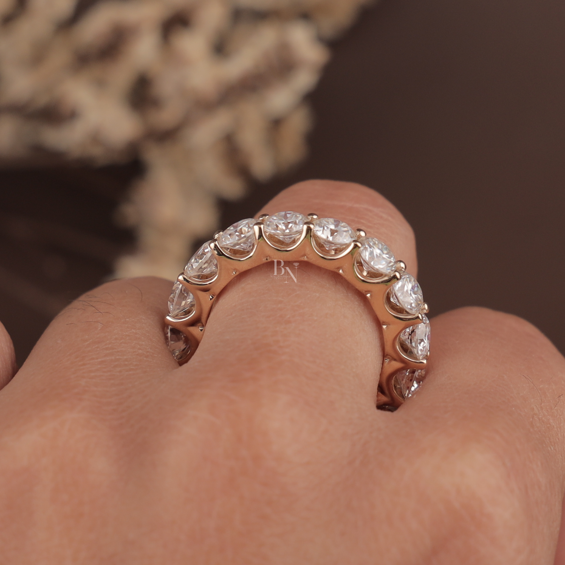 5ct Round Lab Grown Diamond Eternity Band | Shared Prong Full Eternity 14K Gold