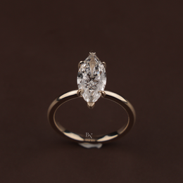 2ct Marquise Lab Grown Diamond Bridal Set | Modern Matte Gold Flush Band 14K Yellow Gold