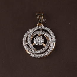 1ct Round Lab Grown Diamond Pendant | Two Tone Gold Spiral Cluster Circle Necklace 14K Gold