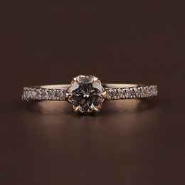 1ct Round Lab Grown Diamond Engagement Ring | Floral Petal Pavé Dainty Bridal 14K Rose Gold