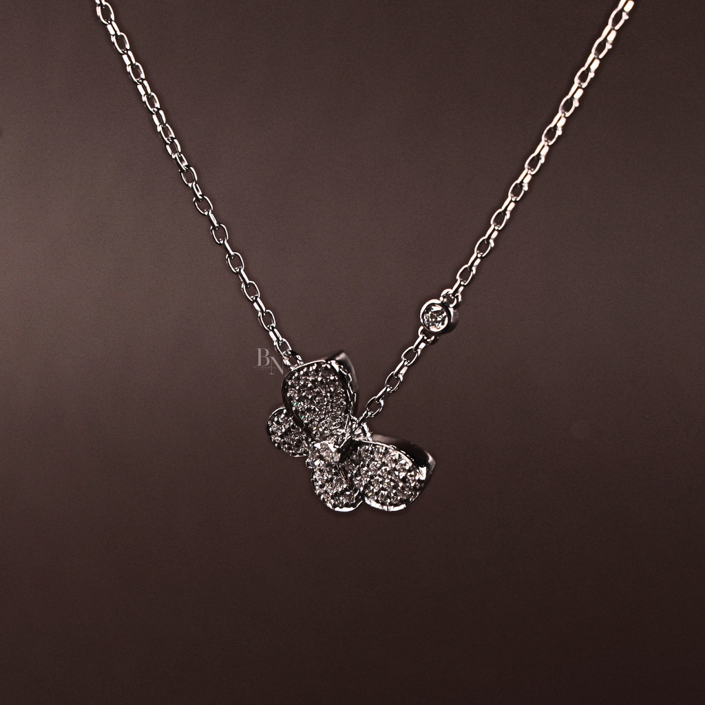 1.00 CTW Marquise Lab Grown Diamond Butterfly Necklace | 14K White Gold Animal Pendant | Dainty Pave Diamond Wings | Gift for Her(Only Pendant)