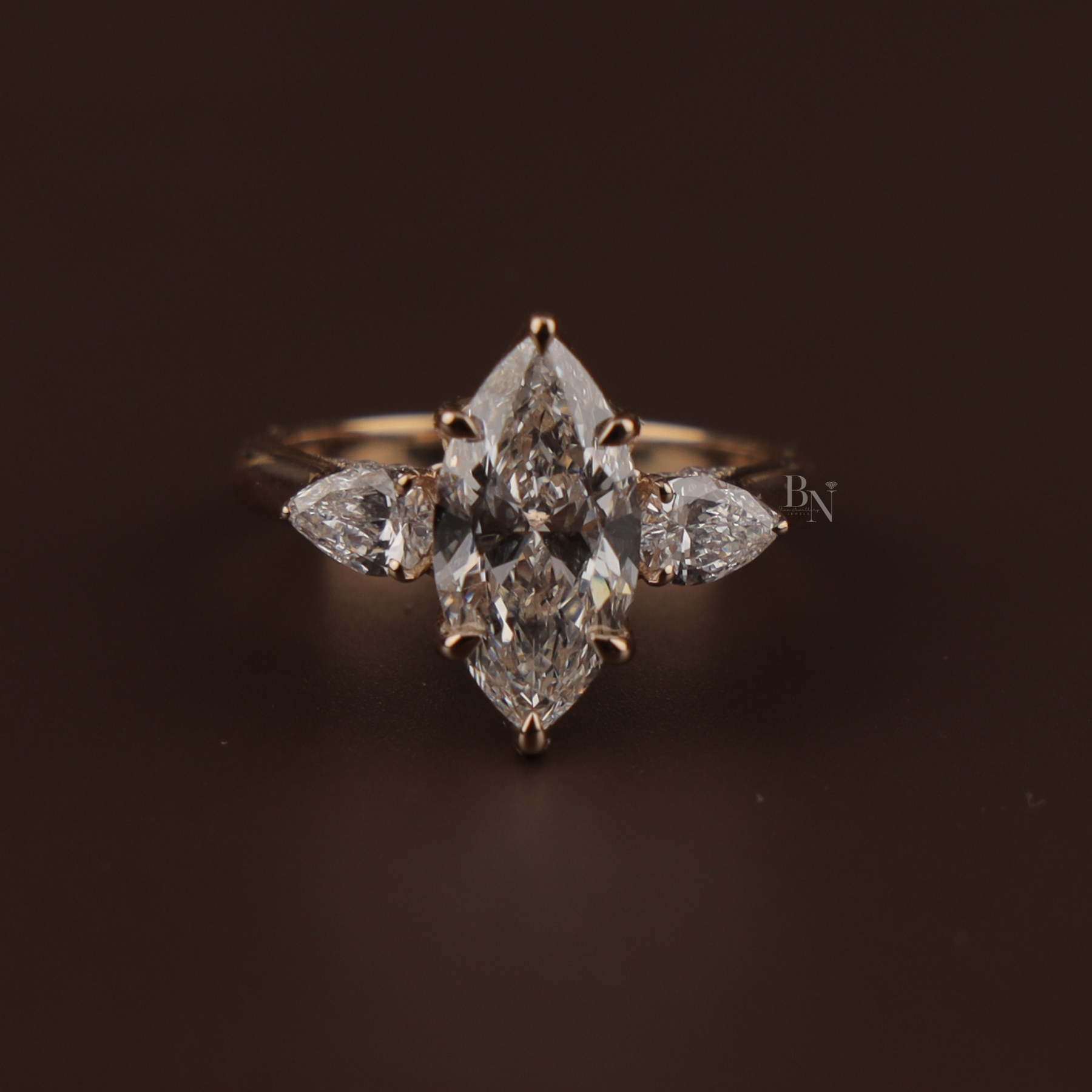 2ct Marquise Lab Grown Diamond Engagement Ring | Hidden Halo Split Shank Pavé Band 14K Yellow Gold