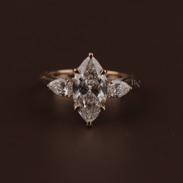 2ct Marquise Lab Grown Diamond Engagement Ring | Hidden Halo Split Shank Pavé Band 14K Yellow Gold