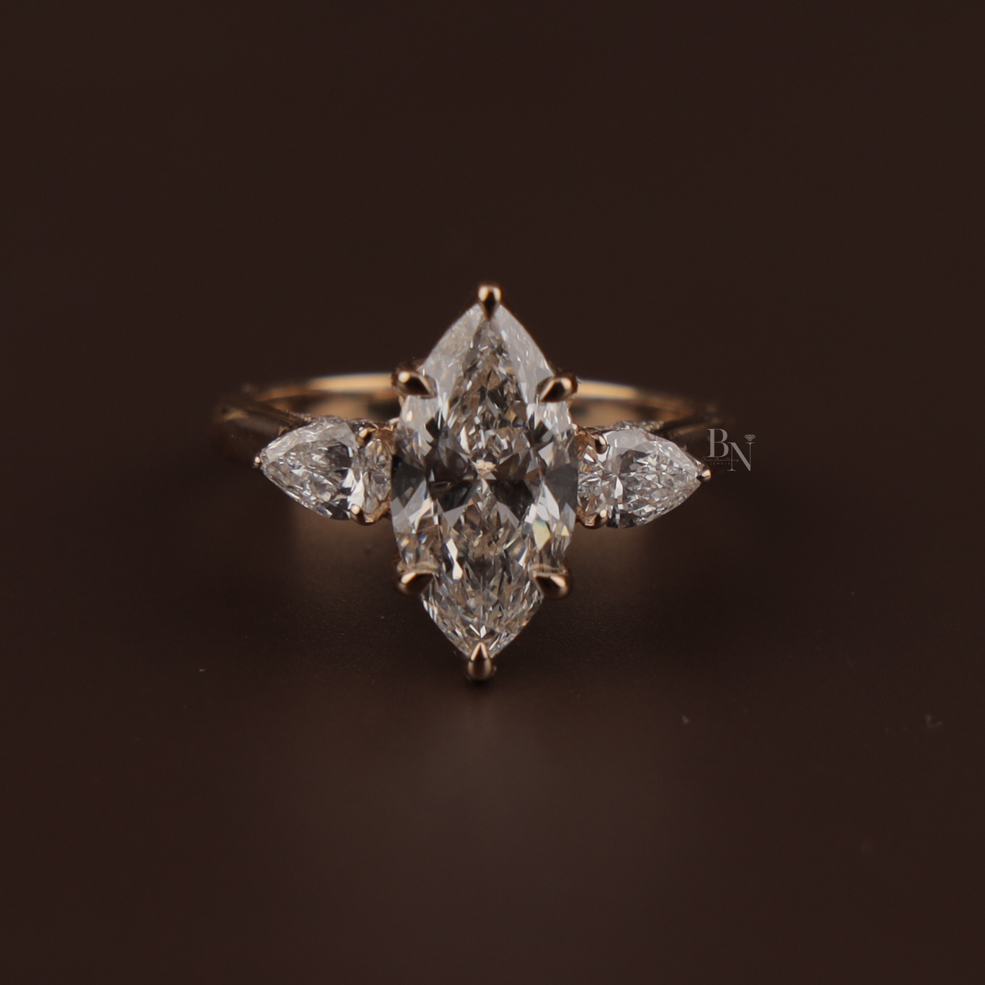 2ct Marquise Lab Grown Diamond Engagement Ring | Hidden Halo Split Shank Pave Band | 14K Yellow Gold Bridal Ring | IGI Certified
