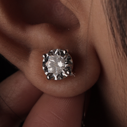 4ctw Round Lab Grown Diamond Stud Earrings | 4 Prong Basket Setting 14K Gold